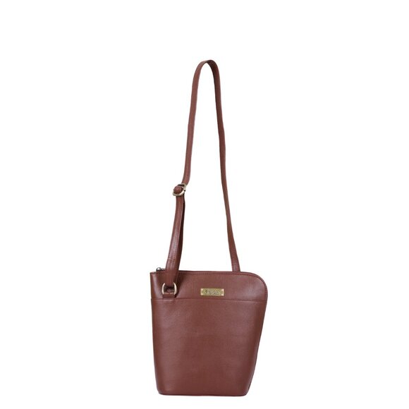 Brown Genuine Leather Crossbody Sling Bag for Women–Over The Shoulder Belt Purse - Picture 9 of 10